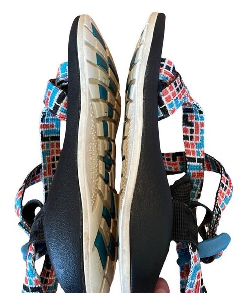 Chaco Girl orUnisex Z/1 Ecotread Sports Water Sandal Wide Strap SZ 4 Blue Orange - Picture 8 of 10
